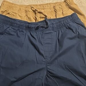 Lot of 2 Wonder Nation Husky 14-16 Elastic-Waist Pull-On Shorts in Navy and Tan